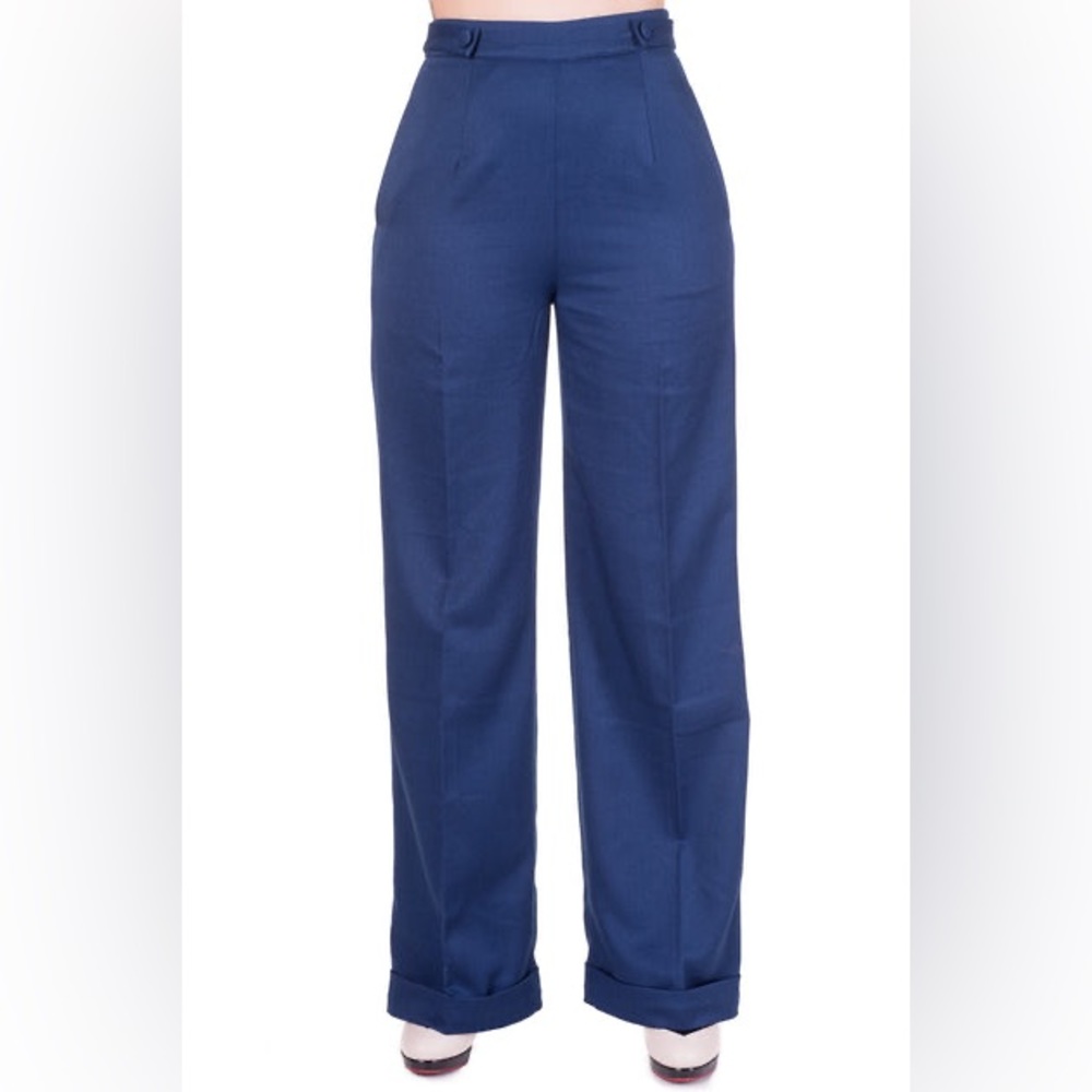 Banned 1940's High Waist Wide Leg Pant. Navy Large